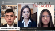 Three panelists and the Experiential Engaged title image.