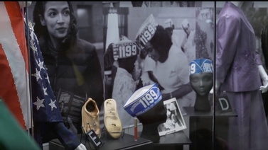 artifacts worn by Alexandria Ocasio-Cortez and Coretta Scott King, along with photos of them