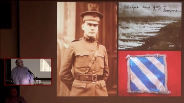 presentation shows old photos and artifacts