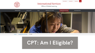 International Services CPT: Am I Eligible page.