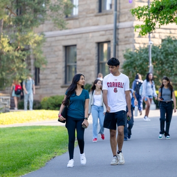 Students walking on the first day of classes. 