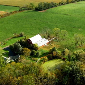 aerial view of farm land
