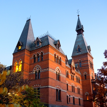 Exterior shot of Sage Hall. 