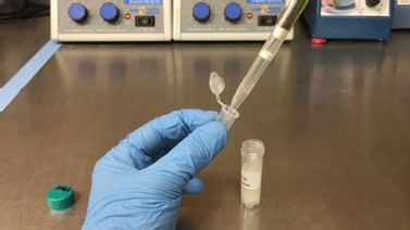 sample is transferred using a dropper