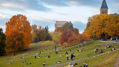 Cornell students enjoying Libe Slope. 